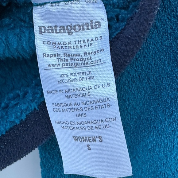 Patagonia Women’s Deep Teal Fleece Snap Pullover Snap T - Small - Picture 4 of 12